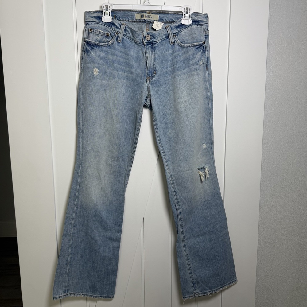 Gap Bootcut Women's Jeans Light Blue Distressed Size 8 Denim Streetwear Casual